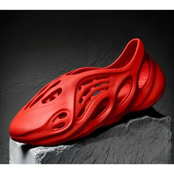 Men's Red Non Slip Cloud Slides Lightweight Foam Runner Sandal Shoes